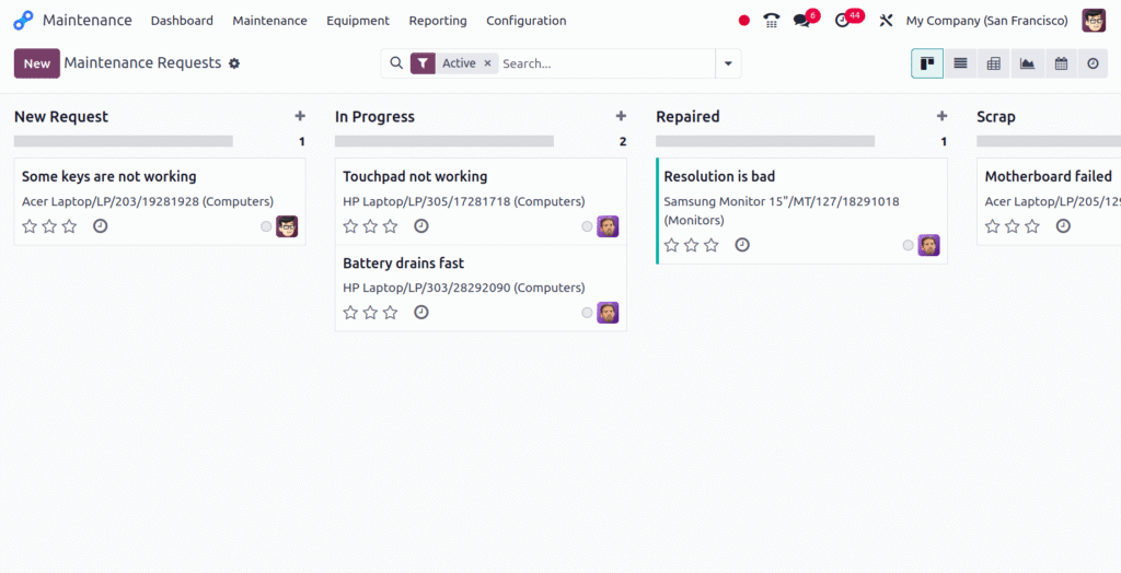 Odoo Maintenance Management