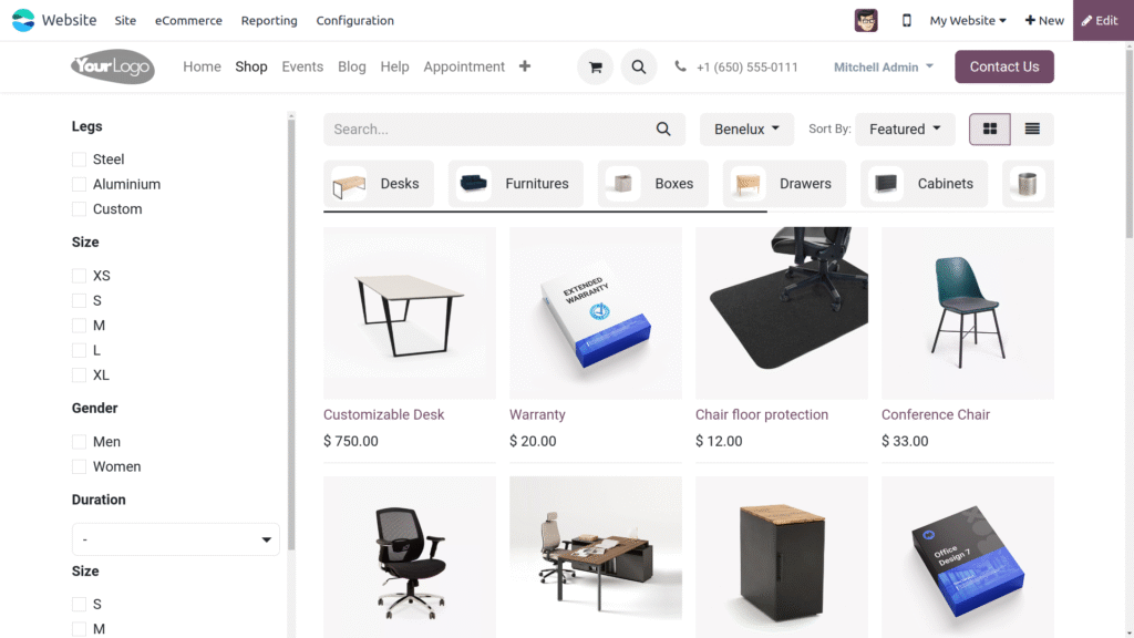 Odoo eCommerce Website Management
