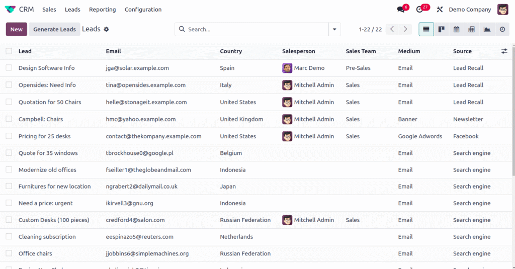 Generate leads from various sources